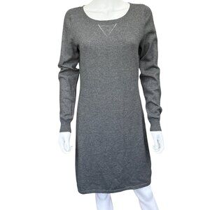 Ana Gray Long Sleeve Knit Sweater Dress Cotton/Poly Blend Womens Size Large